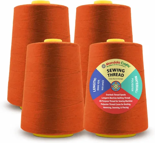 Miniatura 102 de Mandala Crafts 4 Pack of Serger Threads Cones Spools - 20S/2 24000 Yards Polyester Baby Blue Threads for Sergers Machine and Overlock Quilting