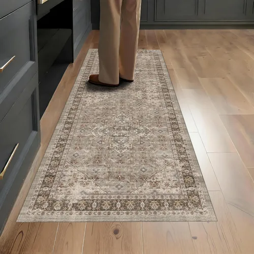 Miniatura 18 de Alfombra vintage lavable de 2 x 3: alfombra pequeña resistente a las manchas para baño, entrada, antideslizante, para dormitorio, ultra suave