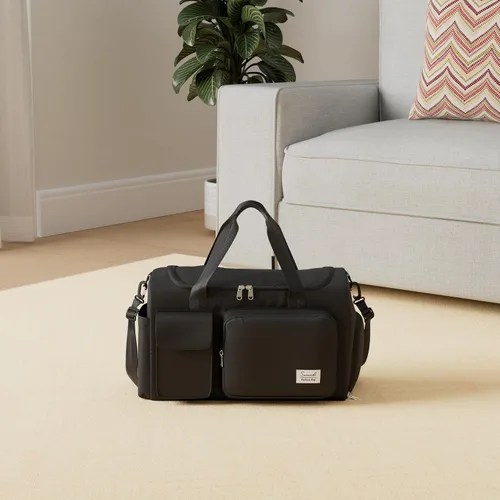 Miniatura 2 de Bolsa de deporte para gimnasio con compartimento para zapatos y bolsillo separado seco y húmedo para hombres y mujeres, bolso de entrenamiento