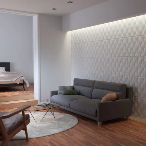 Miniatura 12 de Ekena Millwork WP20X20AIWH 19 5/8 pulgadas de ancho x 19 5/8 pulgadas de alto Ariel EnduraWall Decorativo 3D Panel de pared cubre 2.67 pies cuadrados