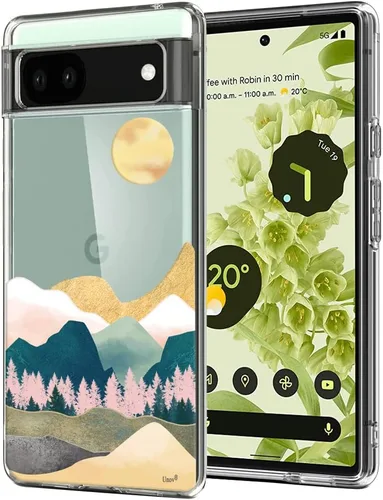 Miniatura 19 de Unov Funda para Pixel 6a, transparente con diseño, ajuste delgado, buen agarre, funda de teléfono en relieve, cubierta protectora a prueba