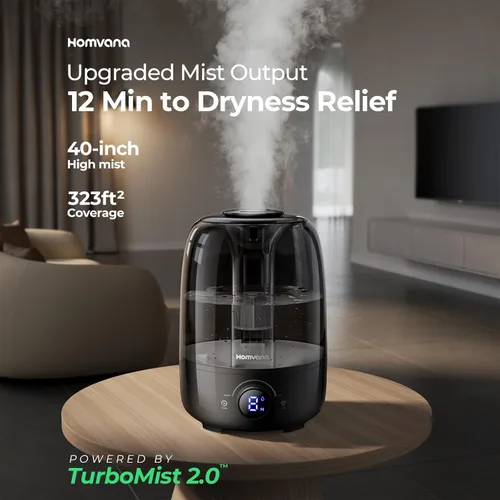 Miniatura 2 de Homvana Humidificadores para difusores de dormitorio, humidificador de niebla fría de 3.5 L de llenado superior, difusor de tiempo de funcionamiento