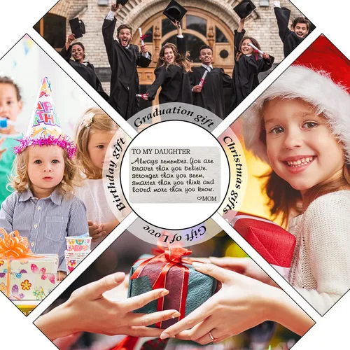 Miniatura 5 de PLwelth Tarjeta de cartera grabada para hija de acero inoxidable para mujeres niñas adolescentes con mensaje inspirador tarjeta de inserción