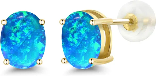 Miniatura 300 de Gem Stone King Aretes de oro de 14 quilates con piedra natal ovalada de 0.315 x 0.236 in Aretes de oro para mujer