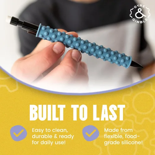 Miniatura 5 de Gyre & Gimble Fundas de Lápiz de Silicona Texturizada para Dedos Nerviosos Silenciosos – Transforma Tu Lápiz Mecánico en una Herramienta Sensorial