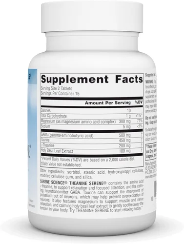 Miniatura 2 de Source Naturals Teanina Serena, Mente y Cuerpo Calma*, con GABA - Formlua Vegetariana - 30 Tabletas