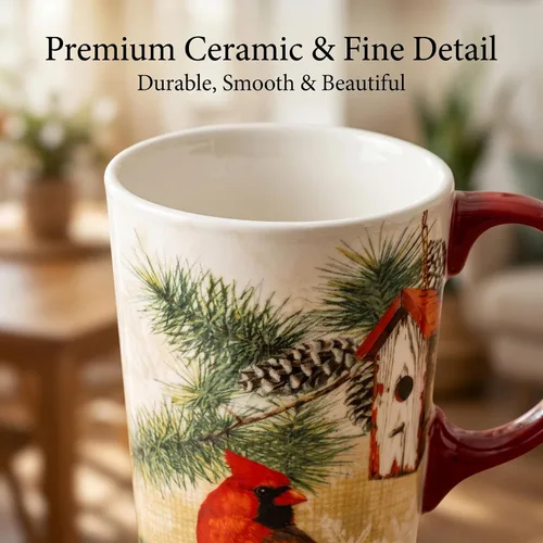 Miniatura 9 de Topadorn Taza de viaje de cerámica de Navidad, taza de café con leche con tapa y caja de regalo para vacaciones, 17 onzas