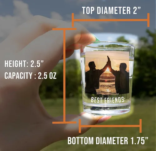 Miniatura 5 de Paquete de 2 vasos de chupito de 2.5 onzas, regalos para papás y madres, imágenes o imágenes personalizadas: aniversarios, regalos de fiesta
