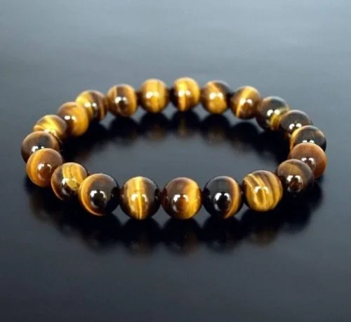 Miniatura 6 de USA Deals - Pulsera elástica 365 con ojo de tigre natural, piedras preciosas para yoga, energía curativa para hombres y mujeres, tamaño libre, Gema