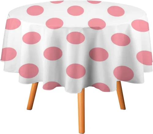 Miniatura 31 de Mantel redondo lavable de lunares negros sobre beige de 50 pulgadas para cocina, comedor, fiesta, decoración moderna