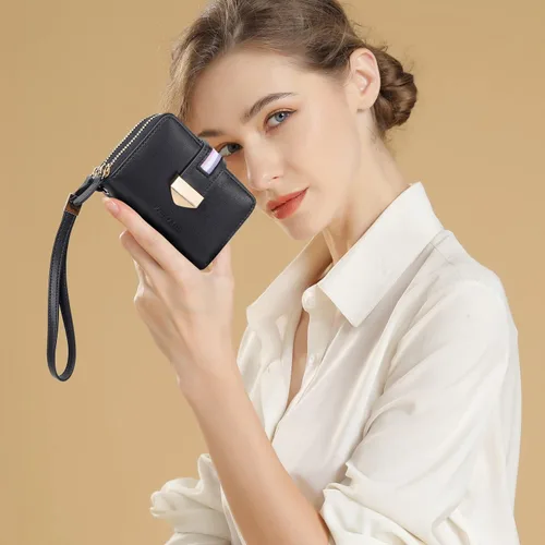Miniatura 7 de Cartera de tarjetas para mujer con protección RFID de hasta 24 ranuras para tarjetas Negro Cartera RFID