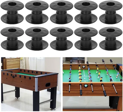 Miniatura 4 de Pissente Varillas de cojinete de futbolín, 10 pares de bujes de futbolín de mesa de plástico negro, varillas de rodamiento de futbolín