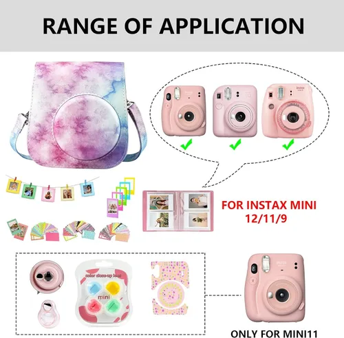 Miniatura 3 de CAIYOULE Fujifilm Instax Mini 11 - Kit de accesorios para cámara con funda protectora, mini álbum, marcos, adhesivo y filtro de bricolaje