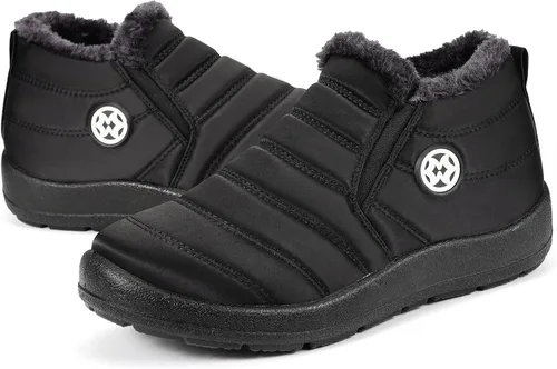 Miniatura 5 de Botas de nieve de invierno con forro de piel cálida para mujer, impermeables, botines al aire libre, zapatos cómodos para mujer