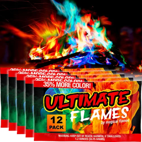 Miniatura 10 de Magical Flames Paquetes de colores de fuego (paquete de 12), fuego multicolor vibrante para hogueras, fogatas, hogueras y chimeneas, artículos