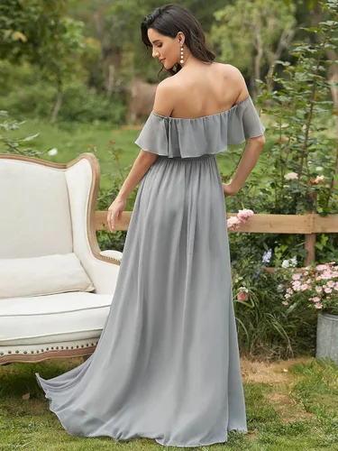 Miniatura 2 de Ever-Pretty 00968 - Vestido largo de fiesta para mujer, con volantes, hombros descubiertos y abertura lateral, ideal para la playa