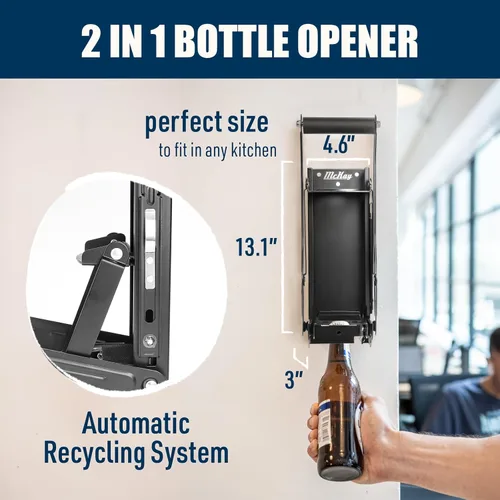 Miniatura 4 de Mckay Trituradora de latas de metal de 16 oz. y 12 oz. Automática para reciclaje, trituradora de latas de aluminio de servicio pesado para pared