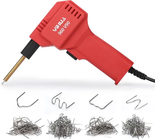 YIHUA 960-V90 Kit de soldadura de plástico de alta potencia con luz LED, 200 grapas calientes para parachoques de coche, tanque de gas, reparación