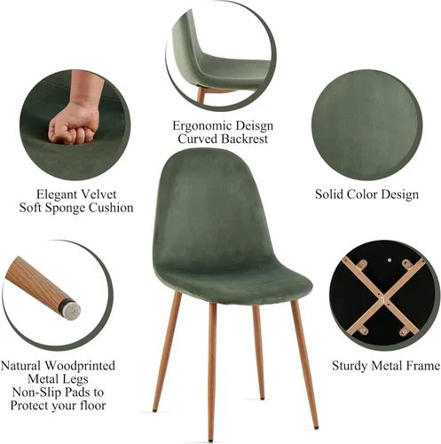 Miniatura 5 de Homedot Juego de mesa de cocina de 5 piezas para 4, mesa de comedor MDF de 47 pulgadas con grano de madera de nogal, 4 sillas tapizadas, silla