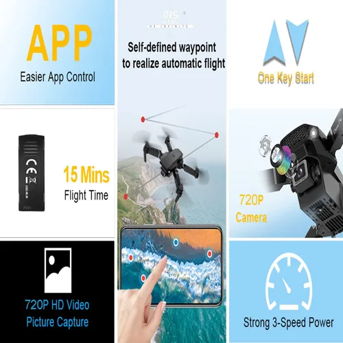 Miniatura 7 de Mini dron con cámara para adultos – Regalo de juguete de Navidad para principiantes de 14 años – Multirotores cuadricópteros RC UAV plegable