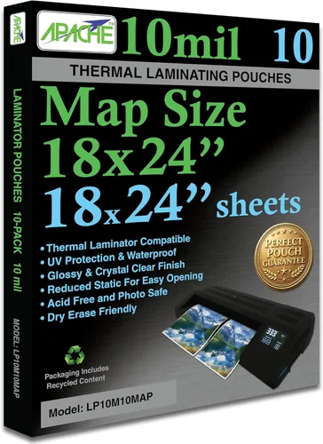 Miniatura 19 de Apache Map Banner Size Laminating Pouches, 3 Mil, 5 Pack, 18 x 120 Inch Pouch Size Laminating Sheets, Thermal Laminator Compatible, Super Clear