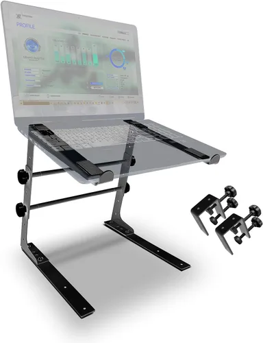Miniatura 10 de AXA AXCESSABLES Soporte para portátil DJ con bolsa de viaje Soporte portátil plegable de aluminio para portátiles de hasta 15 pulgadas y 20 libras