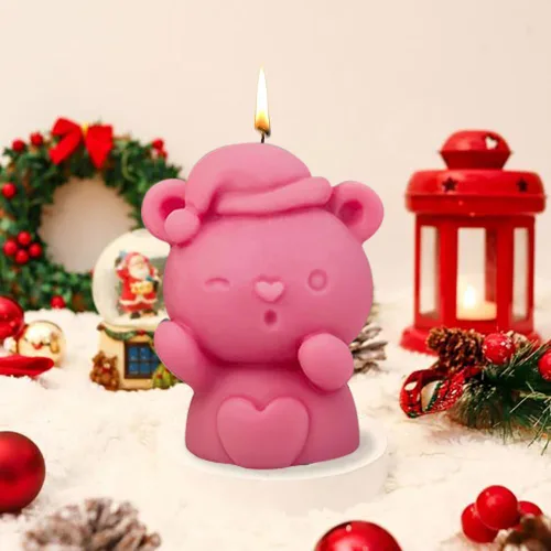 Miniatura 2 de Molde de silicona para sombrero de Navidad, corazón y muñeco de nieve, moldes de vela de oso de Navidad, muñeco de nieve para suministros de Estilo 3