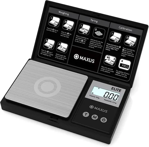 Miniatura 9 de MAXUS - Báscula de bolsillo digital de gramos 500 g x 0,01 g de alta precisión con bandeja, pesa alimentos pequeños, joyas, onzas, granos, pantalla