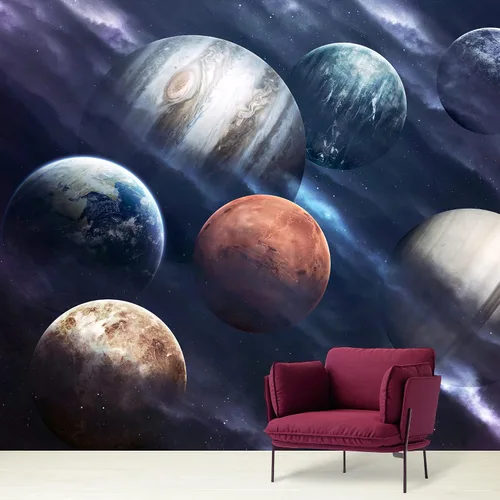 Miniatura 35 de NWT Calcomanía removible para pared, diseño de nube galáctica, estrella, nebulosa, fantasía, ciencia ficción, astronomía y arte espacial, arte