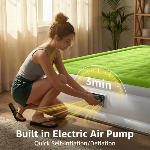Miniatura 2 de Colchón de aire YENING tamaño queen con bomba incorporada, cama hinchable elevada, colchón hinchable resistente con cama de aire de 18 pulgadas