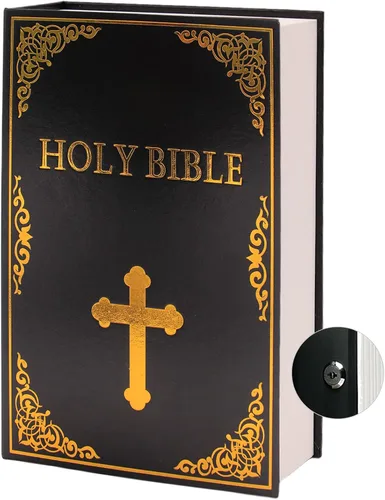 Miniatura 11 de Caja Fuerte de Libro de Cuero (Tamaño 8.7"×6"×2") Secreto de Papel Real para Joyas, Dinero y Efectivo, Caja Fuerte de Libro de Distracción, Hueca