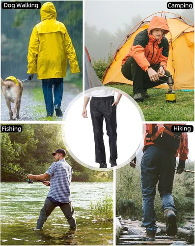 Miniatura 6 de iCreek Pantalones de lluvia para hombre, impermeables, resistentes al viento, ligeros, para senderismo, trabajo, lluvia, al aire libre, para golf