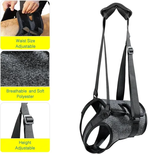 Miniatura 5 de Arnés de elevación para perros para patas traseras, soporte resistente para perros, soporte de cadera para caninos grandes y medianos, ayudante