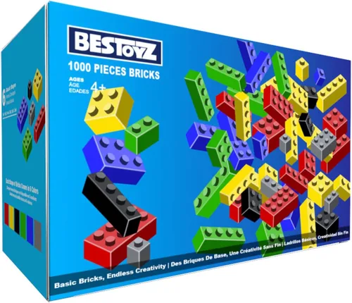 Miniatura 10 de Ladrillos de construcción de 1000 piezas en negro, gris oscuro, gris claro y blanco, bloques de construcción clásicos generales juguetes para niños