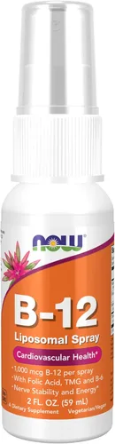NOW Foods Suplementos, Vitamina B-12 Liposomal Spray con Ácido Fólico, TMG y B-6, 2 onzas