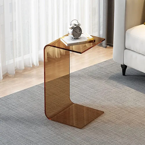 Miniatura 5 de Mesa C de acrílico para sofá, mesa auxiliar multiusos en forma de C de 25.6 pulgadas, mesa auxiliar de acrílico transparente, moderna mesa auxiliar