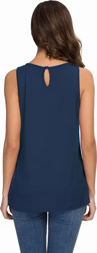 Miniatura 5 de TASAMO Camisetas sin mangas plisadas con cierre de espalda para mujer