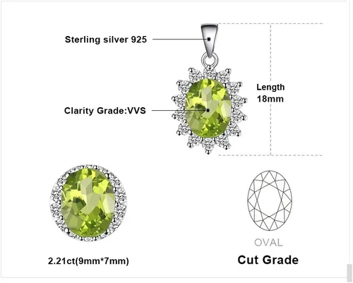 Miniatura 28 de JewelryPalace Princess Diana Kate Middleton Natural Amethyst Citrine Garnet Peridot Topaz Created Ruby Sapphire Simulated Emerald Pendant Necklace