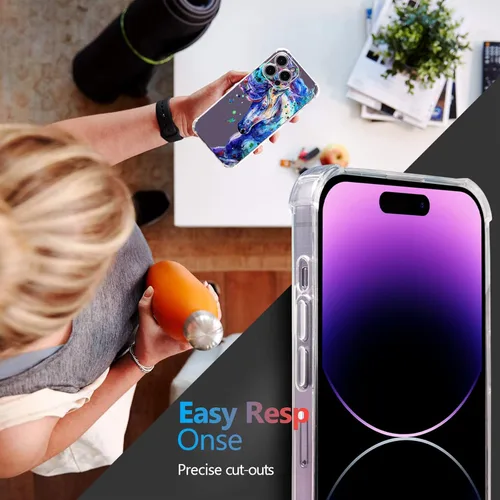 Miniatura 7 de Roemary Funda púrpura para iPhone 13 Pro Max con diseño de caballo azul, patrón de acuarela con protector de pantalla