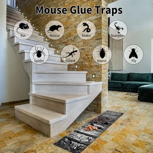 Miniatura 4 de Qualirey 4 Piezas Trampas Adhesivas de Pegamento para Ratones Ultra Grandes de 47 Pulgadas Trampa Adhesiva para Ratas que Funciona para Ratas Negro
