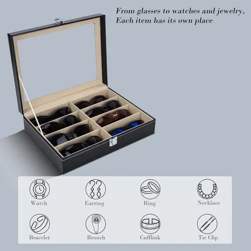 Miniatura 2 de AUTOARK Leather 8 Piece Eyeglasses Storage and Sunglass Glasses Display Case Organizer