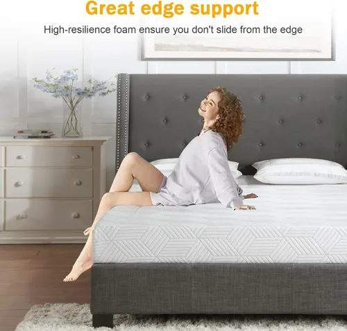 Miniatura 6 de Colchón de Cama Tamaño Twin de Espuma Viscoelástica con Gel en una Caja, Firmeza Media y Buen Soporte, Diseño Removible y Lavable, Tela