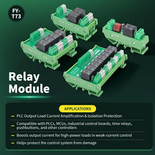 Miniatura 2 de Módulo de relé de 4 canales 1 módulo de relé de interfaz DC/CA de montaje en carril DIN SPDT de 12V (FY-T734-12VACDC)