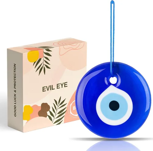 Miniatura 10 de BCS Decoración azul contra el mal de ojo de 2.8 pulgadas, adorno colgante de pared hecho a mano con amuleto turco griego de Nazar de buena suerte