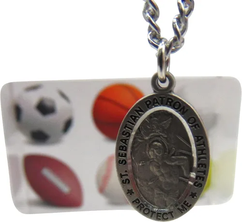 Miniatura 4 de Westmon Works Juego de medalla de San Sebastián para todos los deportes con colgante de medallón de peltre y tarjeta de oración en una bolsa