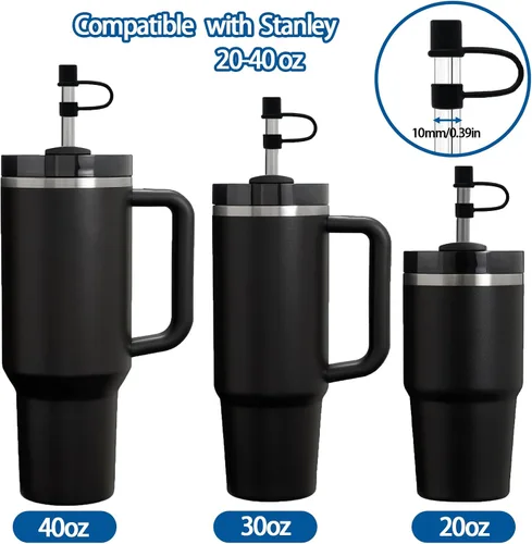 Miniatura 4 de 6 fundas de silicona para popote compatibles con Stanley Cup, vaso de 30 y 40 onzas con asa de 0.394 in, tapas de popote a prueba de polvo