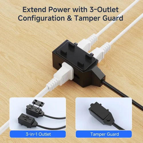 Miniatura 2 de Cable Matters 16 AWG 3 Cable plano para extensión con protección, 400002-6x2 Negro
