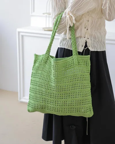 Miniatura 32 de Bolsas de ganchillo para mujer, bolsa de mano de playa de verano, bolsa de hombro de gran capacidad, bolsa de hobo estética, bolsa de punto, bolsa