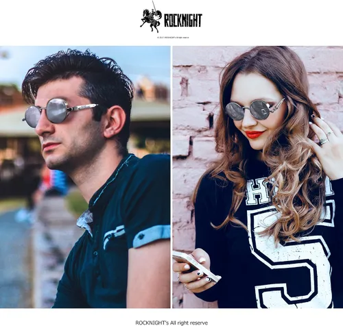 Miniatura 2 de ROCKNIGHT Gafas de sol Gothic Steampunk redondas polarizadas UV400 con protección unisex