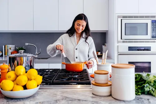 Miniatura 8 de Aparatos de cocina multifuncionales 6 en 1, 356°F resistentes al calor, separador de huevos, cocina, drenaje, puré, rejilla, cuchara de cocina, gris